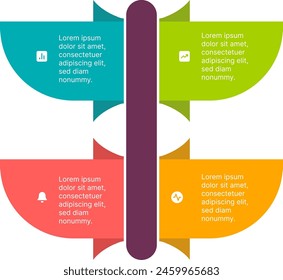 Ilustración vectorial de cuatro elementos infográficos continuos para propuestas de marketing