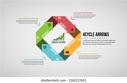 Vector illustration of Four Cycle Arrows Infographic design element.