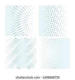Vector illustration with four different halftone patterns. Halftone dots black and white backgrounds vector. Set of patterns in vintage style illustration.