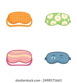 Vector illustration of four different sleep eye masks with various patterns