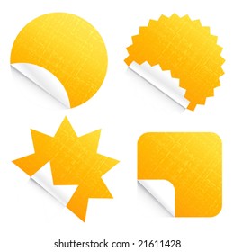 Vector illustration of four different technological peeling stickers with dashed lined texture. Fabric concept too.