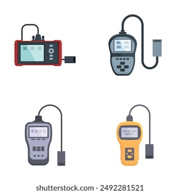 Vector illustration of four digital multimeters for electrical measurements