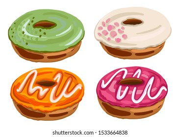 vector illustration of four donuts
