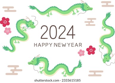 Vector illustration of the four dragons in the year of the dragon for New Year's cards