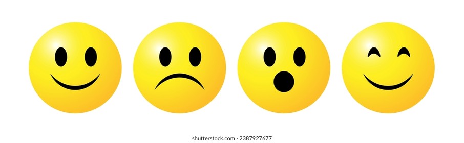 Vector illustration of four emoticons with different emotions