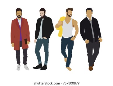 Vector Illustration Of Four Fashion Men