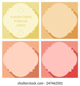 Vector illustration: four flat vector labels in biscuit colors