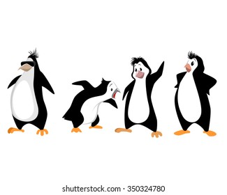 Vector Illustration Four Funny Penguins Stock Vector (Royalty Free ...