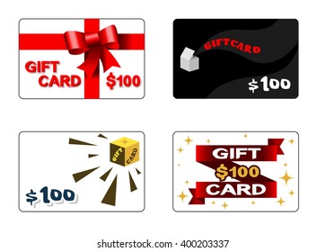 Vector illustration of a four gift cards