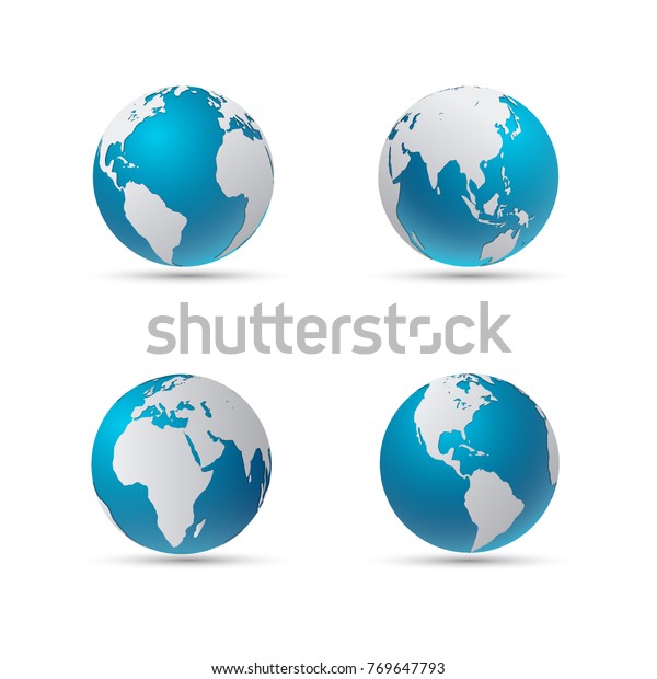 Vector Illustration Four Globe Icons Smooth Stock Vector (Royalty Free ...