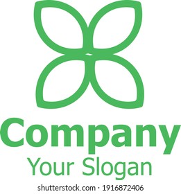 Vector illustration of a four green leaf logo
