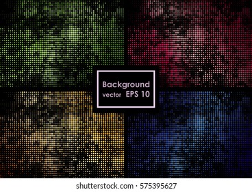 Vector illustration with four halftone patterns. Colorful abstract vector background.