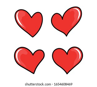 Vector illustration of four hearts