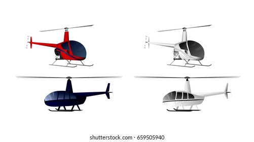 Vector illustration of a four helicopters set