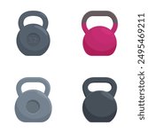 Vector illustration of four kettlebells in different colors suitable for fitnessthemed designs