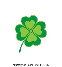 vector illustration of four leaf clover with heart-shaped leaves on white background
