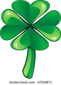Vector Illustration four leaf clover shamrock. St. Patrick's Day.