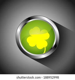 Vector illustration four leaves luck clover green icon or button