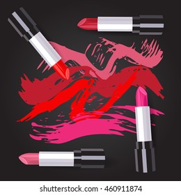 vector illustration of four lipsticks of different colors. EPS