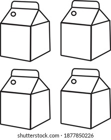 Vektorgrafik von vier Milchkastenverpackungen. farbloses Bild für Farbbücher im Kinderbuch
