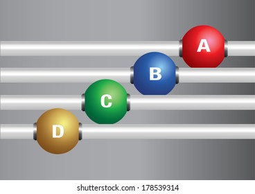 Vector illustration of four modern and colorful abacus seeds. 