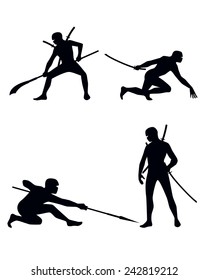 Vector illustration of a four ninja set