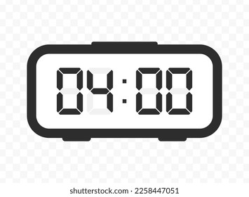 Vector illustration of four o'clock digital clock icon sign and symbol. colored icon for website design .Simple design on transparent background (PNG).