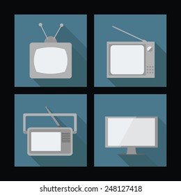 vector illustration of four old TVs 