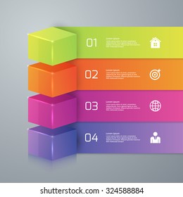 Vector illustration of four options infographics 3d cube.