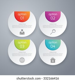 Vector illustration of four options infographics circle.