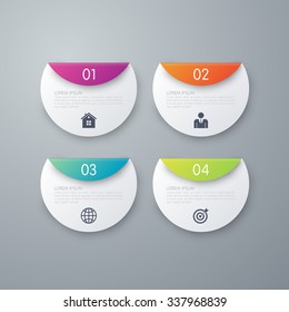 Vector illustration of four options infographics circle.