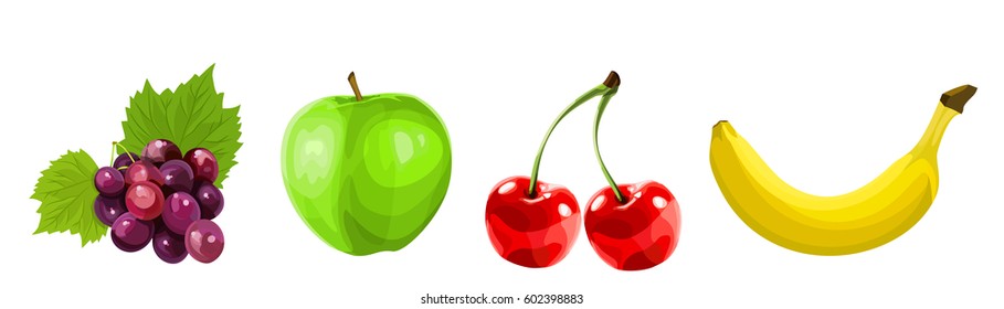 Vector illustration of a four painted fruit