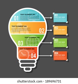 Vector illustration of four part horizontal bulb infographic element.