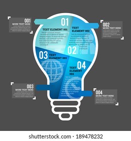 Vector illustration of four part light bulb infographic element.