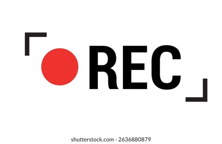 Vector illustration of four REC icons with a red dot, ideal for recording and media design purposes. Rec icons. of record buttons. video recording Sign.