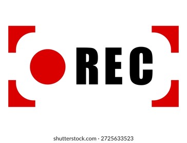 Ilustración vectorial de cuatro iconos REC con punto rojo. Video Símbolos de grabación e íconos de Botón de grabación para medios, transmisión, filmación, transmisión