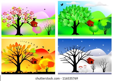 vector illustration of four seasons