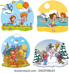 vector illustration of four seasons