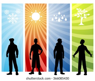 Vector illustration of a four seasons background