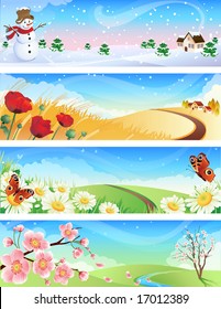 Vector illustration - four seasons landscapes