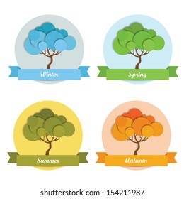 Vector illustration of four seasons with tree