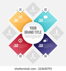 Vector illustration of four shape circle infographic design element.