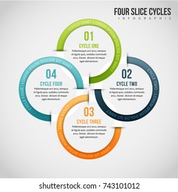 Vector illustration of four slice cycles infographic design element.