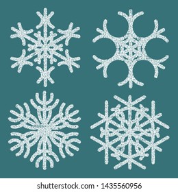 Vector illustration of four snowflakes made of gauze-like