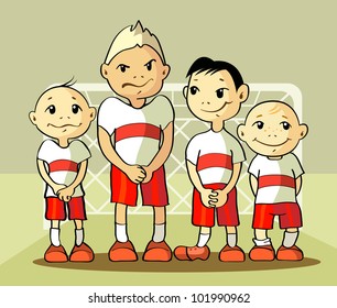 Vector illustration of a four soccer player
