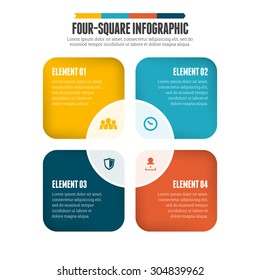 Vector Illustration Of Four Square Infographic Design Element.