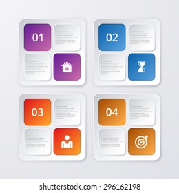 Vector illustration of four square infographics
