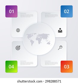 Vector illustration of four square infographics.