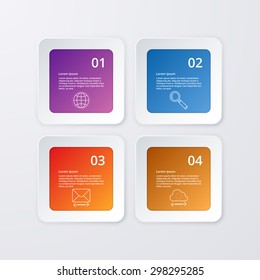 Vector illustration of four square infographics.