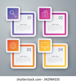 Vector illustration of four square infographics.